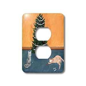  Holidays Christmas   Two Playful Cats by Christmas Tree   Light 