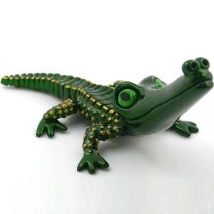  Stargazing Green Alligator Pewter Figurine