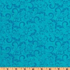  44 Wide Caterwauling Tales Flourish Turquoise Fabric By 