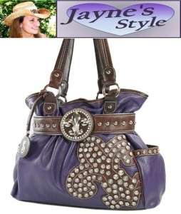 NEW Purple Western BLING PURSE RHINESTONE Skirt Handbag  