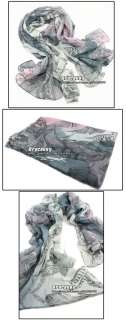 Fashion Cotton Leaf Print Large Scarf Shawl Wrap  Gray  