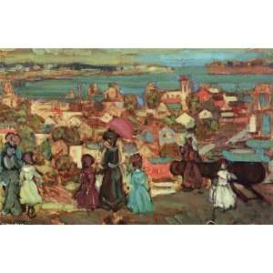   Prendergast   32 x 20 inches   Village by the Sea