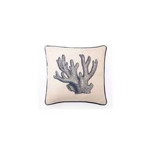  Staghorn Coral Embroidered Linen Pillow