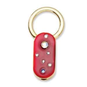  Gold tone Red Enamel with Crystals Key Fob/Non Metal 