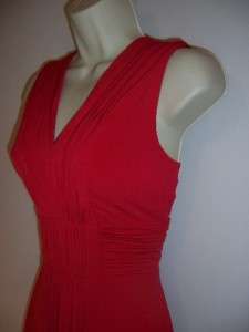   Red Stretch Jersey V neck Ruched Career/Cocktail Dress 12 NWT  