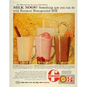  1957 Ad Milk Nogs Night Cap School Recipes Foremost Dairy 