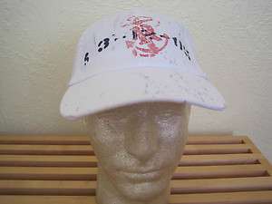   Lauren Rugby White Anchor Ball Cap Paint Splatters One Size  