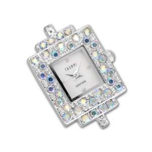  Silver Tone Square Watch Face with AB Crystals Arts 