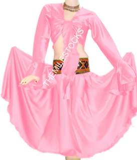TMS Satin Skirt Ruffle Top Belly Dance Costume 27 Color  