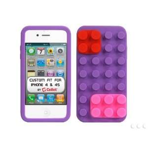 Cellet Purple with Hot Pink & Red Block Style Jelly Case 