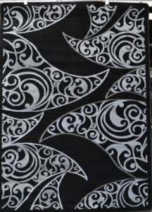 Black gray 8x10 area rug carpet grey abstract contempor  