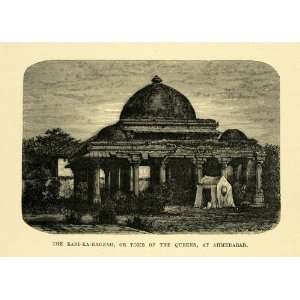 1878 Steel Engraving Rani ka Rauzah Tomb Queens Ahmedabad 