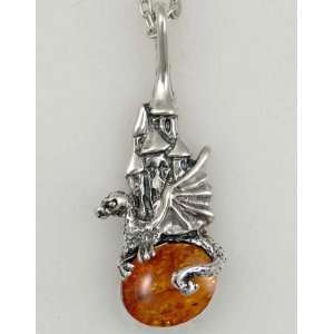  Sterling Silver Castle and Dragon of Prosperity Accented 