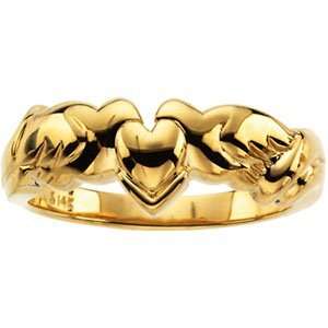  Ring 14K Yellow Gold Heart W/Holy Spirt Ring Jewelry