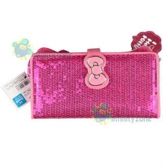 NEW Hello Kitty Leatherette Sequin 7 Wallet Card Holder Purse Bag 