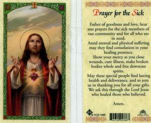 Prayers for the Sick Healing Cure Illness Holy Cards HC188 Catholic 