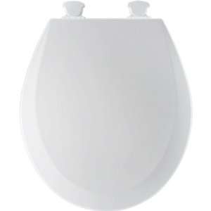   Molded Wood Round Toilet Seat With Easy Clean and Change Hinge, White