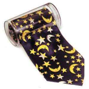  100% Silk Celestial Tie in Navy Blue with a Tie Caddy 