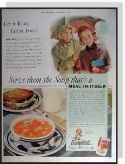 1938 Campbell soup vintage print AD Rainy day  