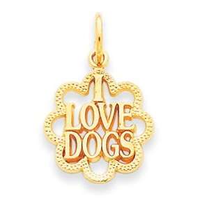 14k Gold I Love Dogs Charm Jewelry