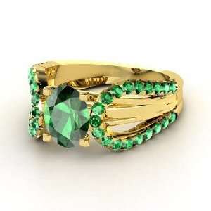  Rita Ring, Oval Emerald 14K Yellow Gold Ring Jewelry