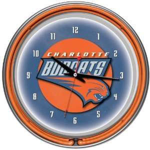  NEW Charlotte Bobcats NBA Chrome Double Ring Neon Clock 