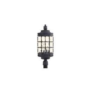   Light Outdoor Post Lamp in Spanish Iron with Champagne Hammered glass