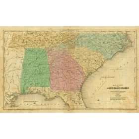    Olney 1844 Antique Map of the Southern States