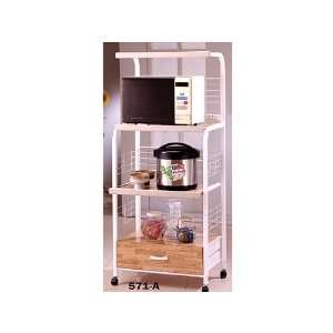  White Microwave Cart with Power Strip
