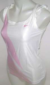 New Nike Womens Challenge Tennis Tank Top White with Pink  