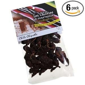 Los Chileros Chile Chipotle Whole (Dried), 3 Ounce Packages (Pack of 6 