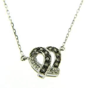    14kt White Gold White and Chocolate Diamond Necklace Jewelry