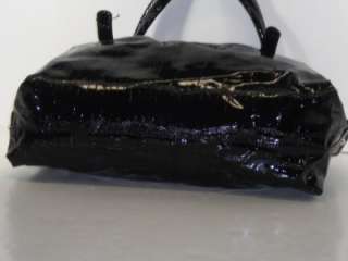 Chateau Black Embossed Leather LIke Satchel Handbag  