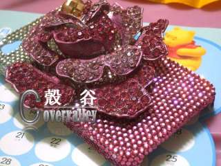 bling Swarovski crystal 3d flower pink hard case cover iphone 3g 3gs 4 