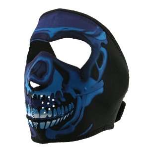    ZANheadgear Neoprene Blue Chrome Skull Face Mask Automotive