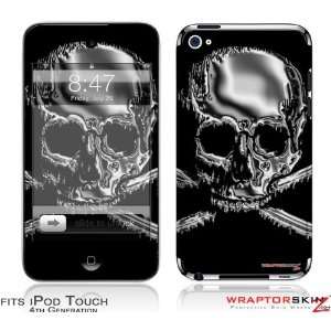  iPod Touch 4G Skin   Chrome Skull on Black by WraptorSkinz 