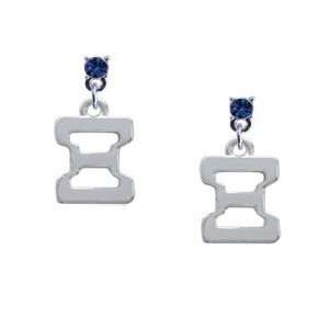 Greek Letter Xi Sapphire Swarovski Post Charm Earrings [Jewelry]