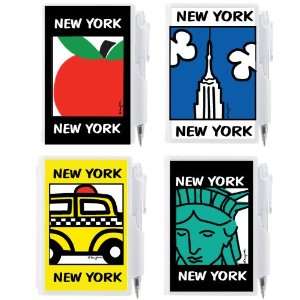  NYC Mini Notepads Memo Paper Pen Set of 4 Taxi, Empire State, Big 