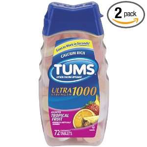  Tums Ultra, Assorted Tropical Fruit, 72 Chewable Tablets 