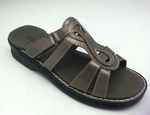   Patty Brazil 37347 Pewter Leather Slides Slip On Sandals 10 M  