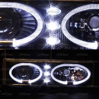 88 99 Chevy C/K 1500 2500 3500 Halo Projector Black Headlight+Bumper 4 