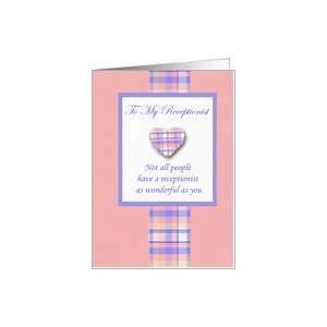  Receptionist Valentine Plaid with Heart Card Health 