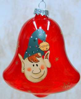 ORNAMENT Red Bell Snowman PERSONALIZE Glass 1726970  