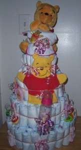 Baby Shower 5 Tier Diaper Cake, Safari, Princess, Winnie The Pooh 