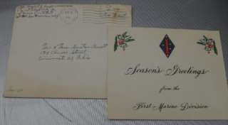 Korean War 1st Marine Division Christmas Season 1951 Greetings Card 