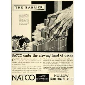  1928 Ad Natco Header Backer Building Tile Clawing Hand 