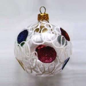   Clear with Multi Color Design Glass Ball Christmas Ornaments 4 Home