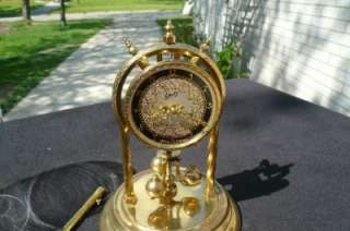   400 Day 3 Ball Pendulum Disc Twisted Brass Columns Black Dial Antique