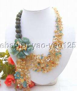 lightning Ridge Solid Opal&Citrine&Flower Necklace  