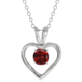   Ct Round Red Garnet Sterling Silver Pendant With 18 Inch Silver Chain